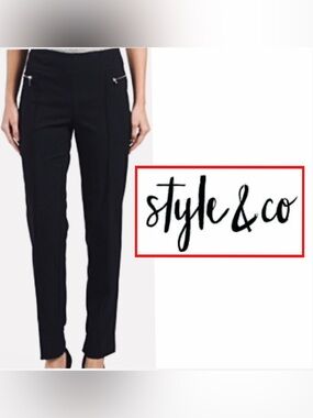 Style & Co Stretch, Straight Leg Black Pants